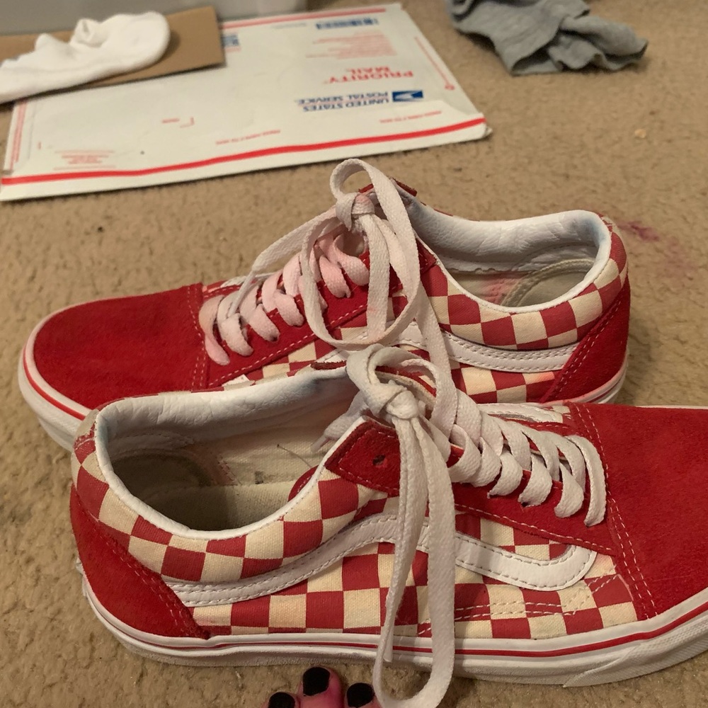 Red and white checkered Old Skool Vans❣️